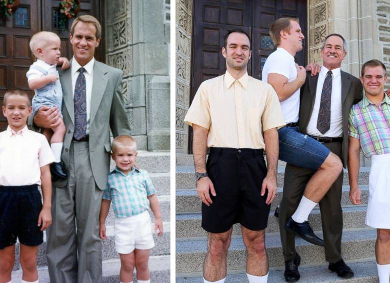 Los hermanos MacMillan de Pennsylvania, Estados Unidos, recrearon fotos de su infancia como adultos. FOTO Matt MacMillan