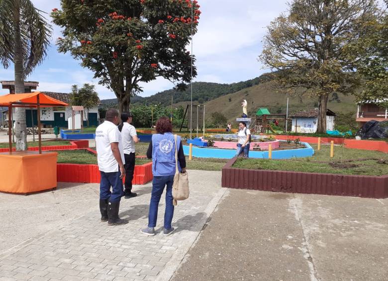 El parque de La Encarnación, en Urrao (Antioquia), fue remodelado en el marco de la reparación colectiva. FOTO Cortesía Uariv