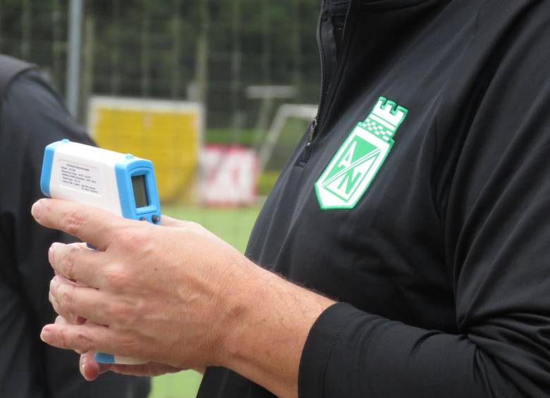 El equipo verde realizó un simulacro con miras al inicio del protocolo. FOTO CORTESÍA ATLÉTICO NACIONAL. 