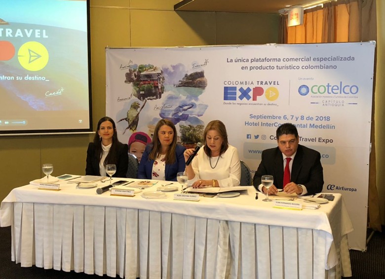 Rueda de prensa de lanzamiento del Colombia Travel Expo, que se realizará del 6 al 8 de septiembre en Medellín.