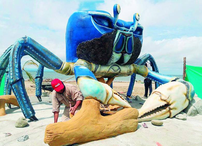 Cangrejo azul: Fue instalada en 2016 en Playa Dulce, Turbo, y resalta la importancia de esta especie que es patrimonio cultural y gastronómico de esta localidad. FOTO archivo