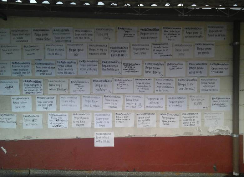 Los estudiantes del colegio Loyola aseguran que más tiempo en el colegio no representa mayor calidad. FOTO CORTESÍA. 