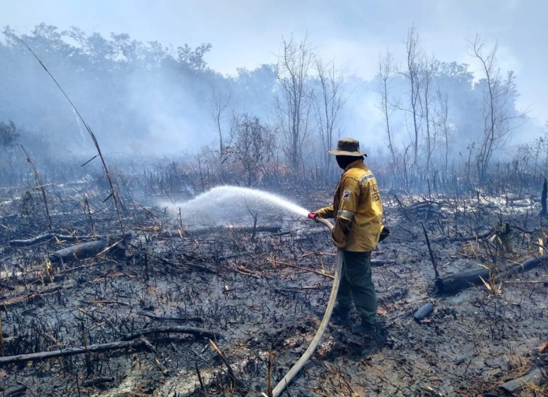 El incendio en Las Albercas se presenta desde la tarde del jueves en el área protegida. FOTO Parques Nacionales Naturales de Colombia 