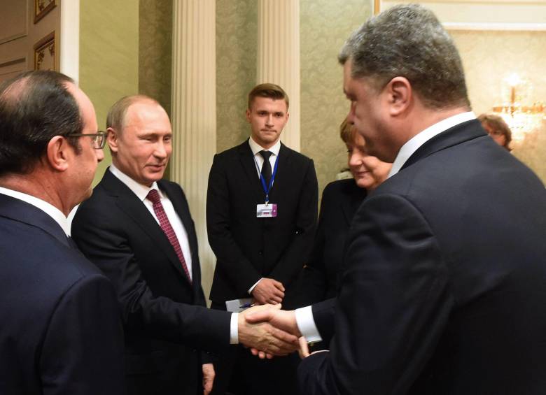 Líderes de Rusia, Ucrania, Francia y Alemania lograron el acuerdo en una reunión que se desarrolló en Minsk, capital de Bielorrusia. FOTO AFP