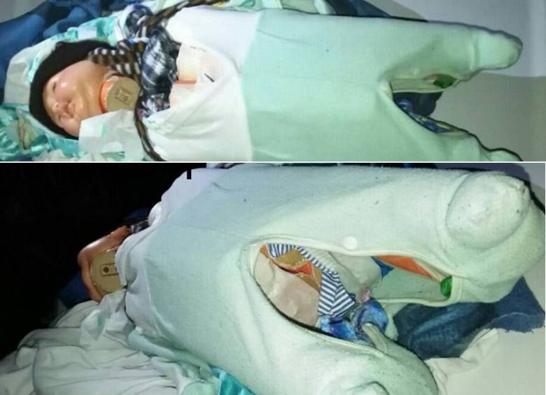 Según las autoridades, en este muñeco la Policía encontró 20 barras de pentolita. FOTO CORTESÍA