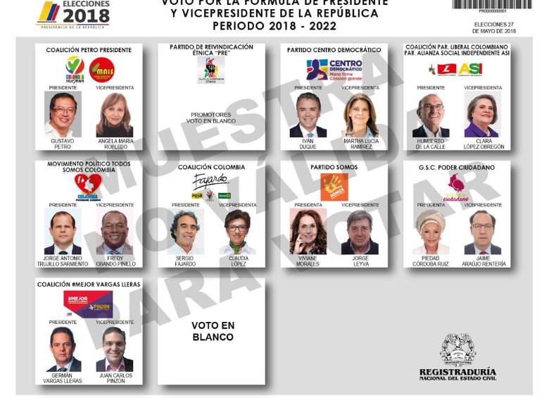 Foto del tarjetón. Foto: Cortesía.