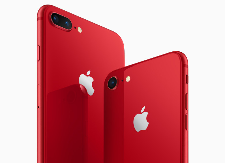 Así se ve la edición especial en rojo de los iPhone 8 y 8 Plus. FOTO: Apple