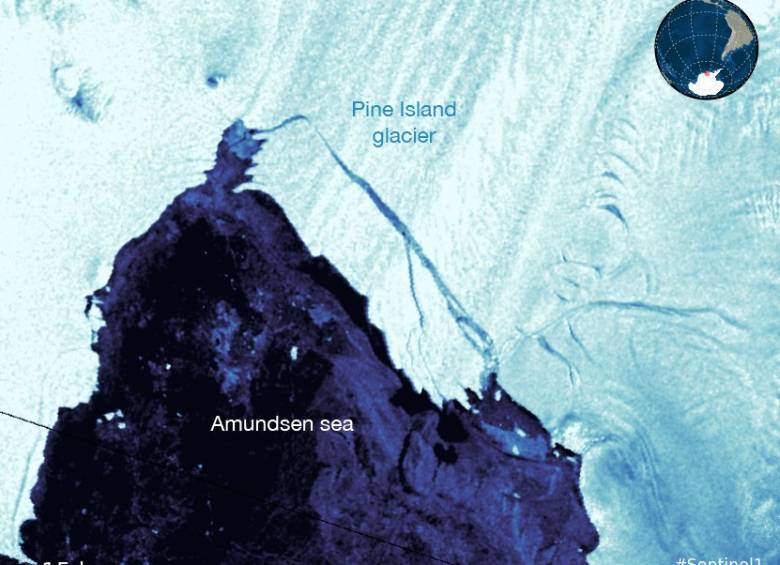 Imagen de satélite del iceberg desprendido, puesta por S. Lhermitte.
