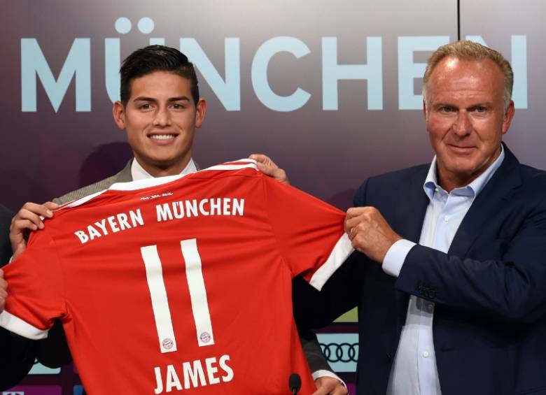 El dirigente del Bayern, Karl-Heinz Rummenigge se declaró este jueves “gran fan” del volante colombiano James Rodríguez. FOTO ARCHIVO AFP