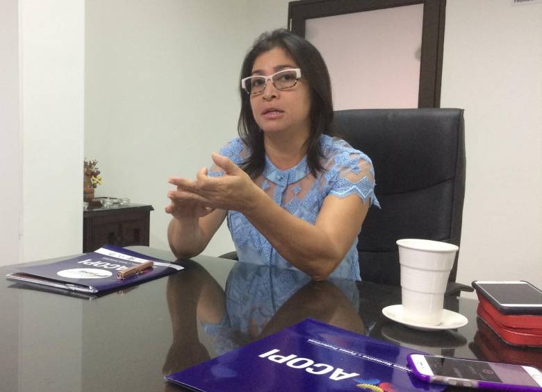 Rosmery Quintero Castro, presidente de Acopi, presentó el Plan Social de Retención del Empleo. Foto Colprensa