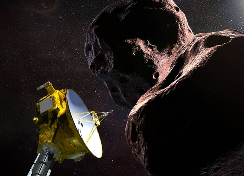 En esta composición gráfica se observa a New Horizons sobre Plutón. En los recuadros las posibles formas que puede tener Ultima Thule. FOTO Nasa