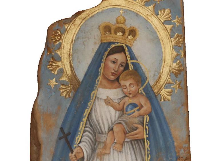 Virgen del cobre, una de las 35 en el templo. FOTO Cortesía