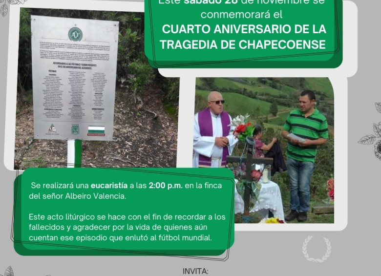 En La Unión conmemoran 4 años del accidente de Chapecoense