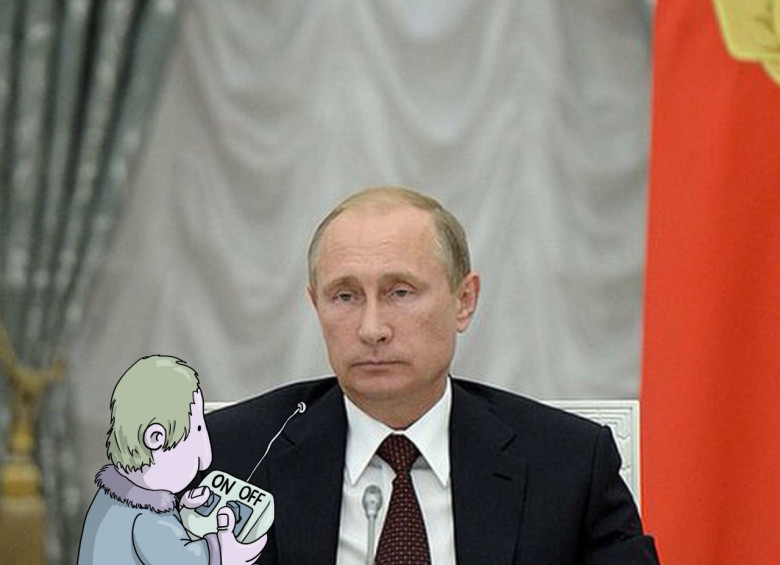 “Apagar. La víctima es el presidente ruso, Putin. Foto de Avgust”. LUCAS LEVITAN