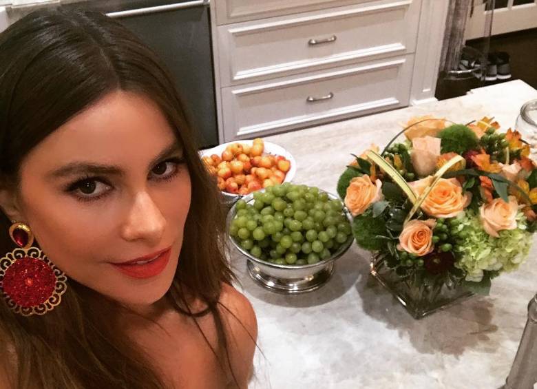 Sofía mostró en Instagram los aretes y la torta que le regaló Claudia Vergara. FOTO: Instagram @sofiavergara
