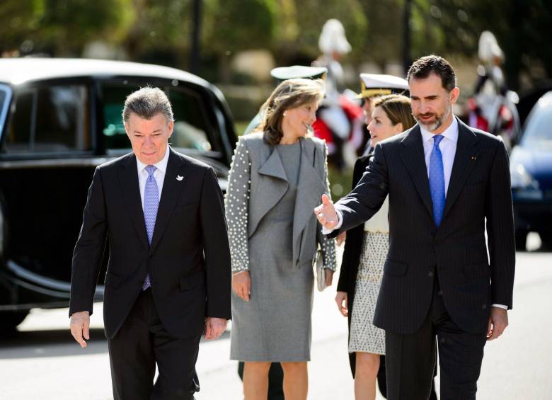 Santos, expresó este domingo al rey Felipe VI su agradecimiento a España por “todo el apoyo” recibido en el terreno político y diplomático. FOTO AFP