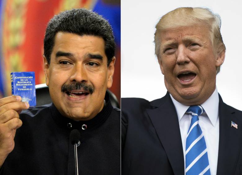 El presidente de Venezuela Nicolás Maduro, y el mandatario de Estados Unidos, Donald Trump, no tienen relaciones bilaterales. La Casa Blanca acusa a Maduro de ser un narcotraficante. FOTO AFP