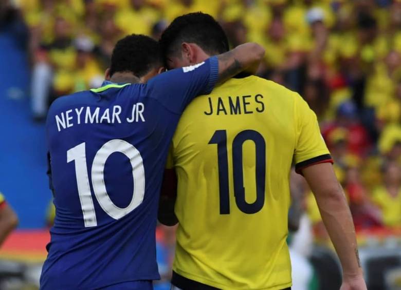 Los dos principales ases de Brasil y Colombia: Neymar y James. Foto AFP