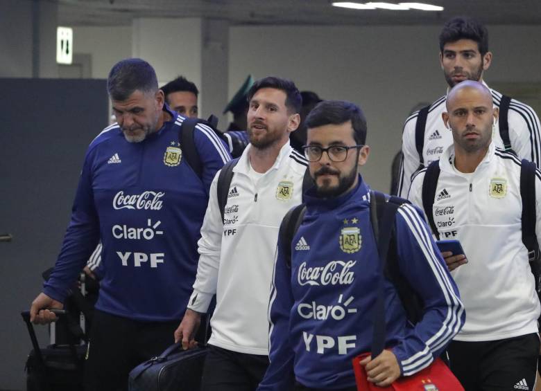 Lionel Messi a su llegada a Rusia con la Selección de Argentina. FOTO REUTERS 