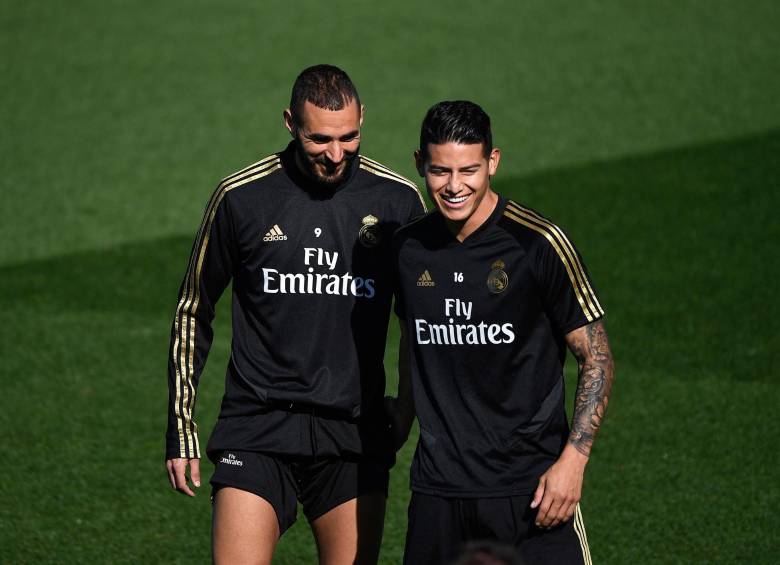 James Rodríguez no estuvo en la práctica con el Real Madrid, pues se encuentra en Medellín por el nacimiento de su hijo Samuel. FOTO AFP