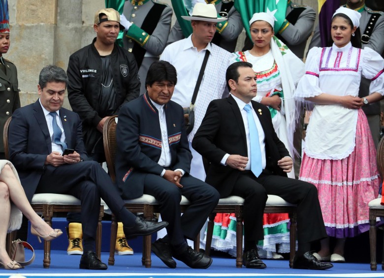 Los presidentes de Bolivia, Guatemala y Honduras. FOTO: EFE
