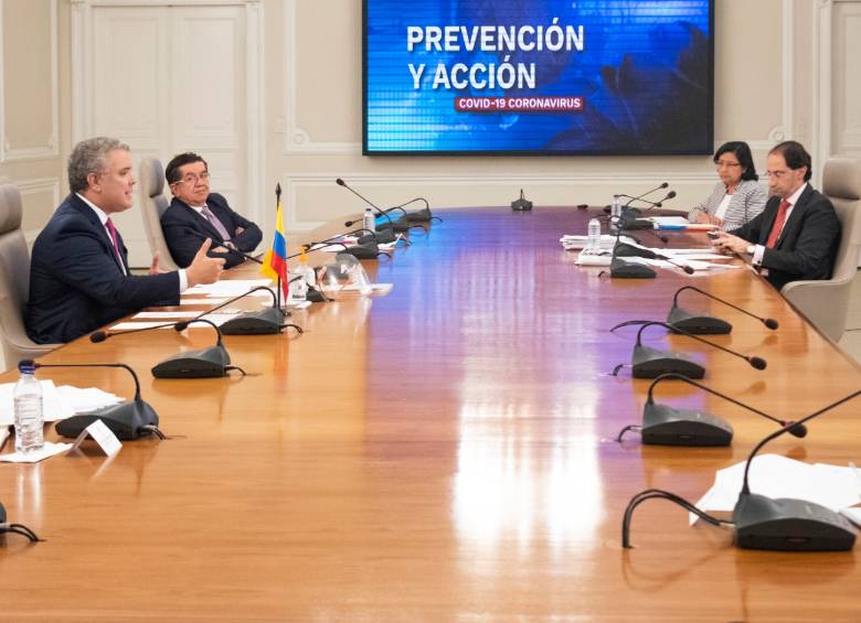 El presidente de la República, Iván Duque, durante el anuncio de la ampliación de la cuarentena hasta el 25 de mayo. FOTO COLPRENSA