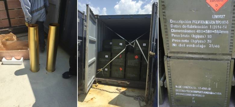 a Fiscalía confirmó que se encontró material bélico en el barco con bandera China que viajaba hacia La Habana, Cuba. FOTO CORTESÍA