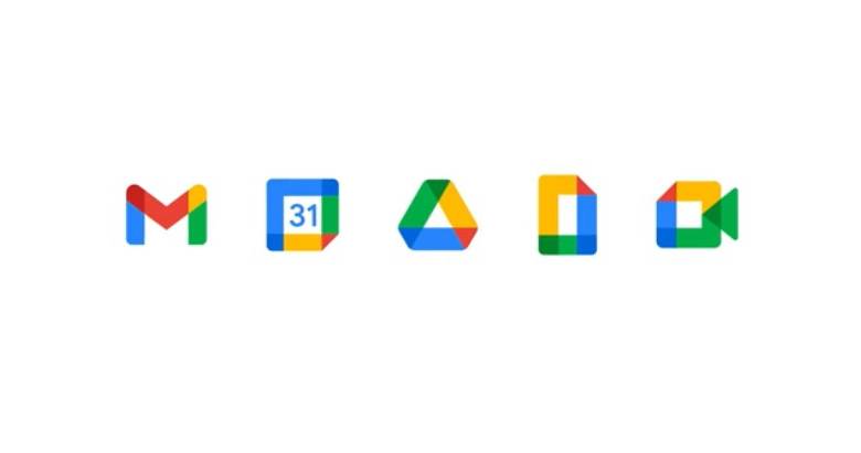 Gmail, Calendar, Drive, Documentos y Meet con sus nuevos logos. FOTO Cortesía Google Workspaces