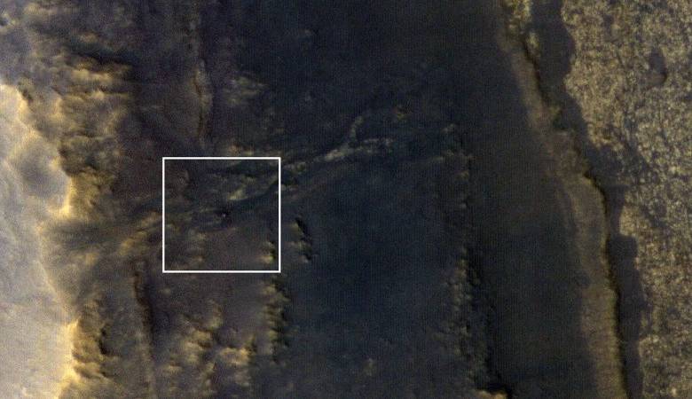 El robot Opportunity está en el centro del recuadro que tiene un área de 47 metros cuadrados. Foto Nasa