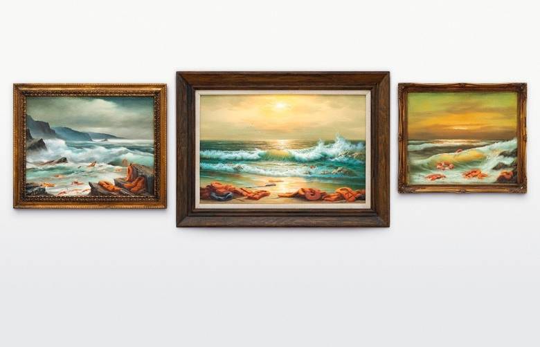 Los tres viejos lienzos representan paisajes marinos del siglo XIX. Foto: Cortesía Sotheby’s