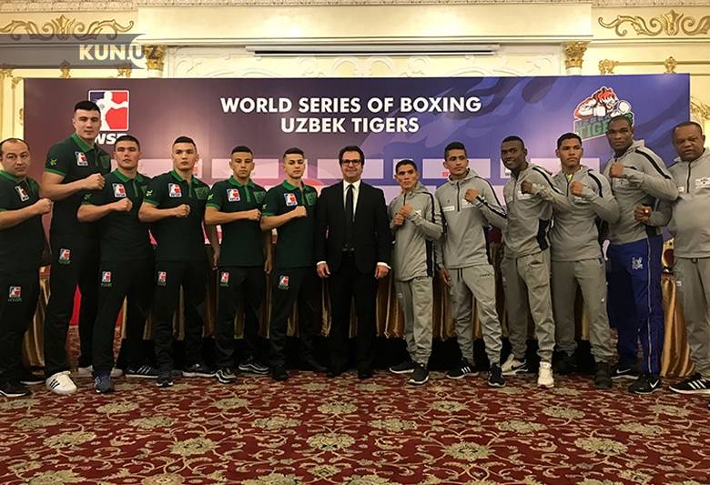 El equipo colombiano (derecha) busca hoy buen resultado ante Uzbekistán en la Serie Mundial de Boxeo. FOTO CORTESÍA www.worldseriesboxing.com