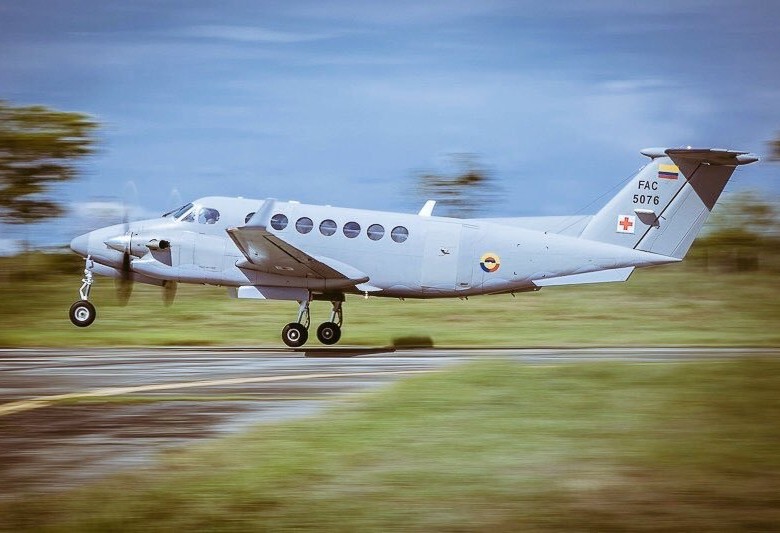 Este fue el avión medicalizado King 350 de la Fuerza Aérea Colombiana . FOTO Cortesía Fuerza Aérea
