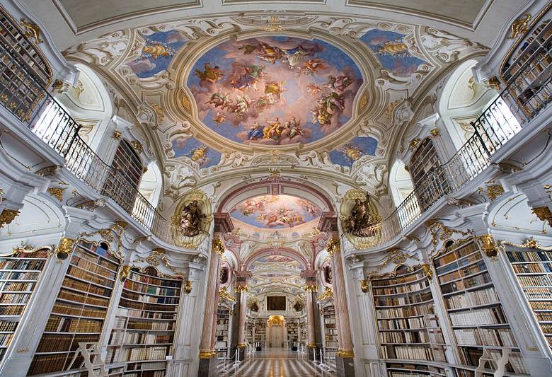 Biblioteca de la Abadía de Admont, en Austria, la más grande del mundo. foto CORTESÍA wikipedia- jORGE rOYAN