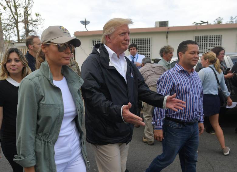 El presidente de Estados Unidos, Donald Trump, en San Juan, Puerto Rico, durante su visita de 2017. FOTO AFP