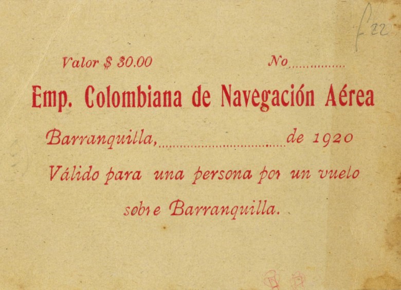 El primer vuelo para pasajeros se hizo el 22 de febrero de 1920 entre Barranquilla y Cartagena. FOTO cortesía Eafit