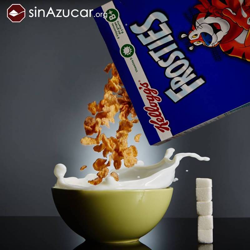 Una tasa de 50 gramos de cereales marca Kellogg’s contienen 18 gr de azúcar, lo que equivale a 4,6 terrones. FOTO Cortesía Antonio Estrada 