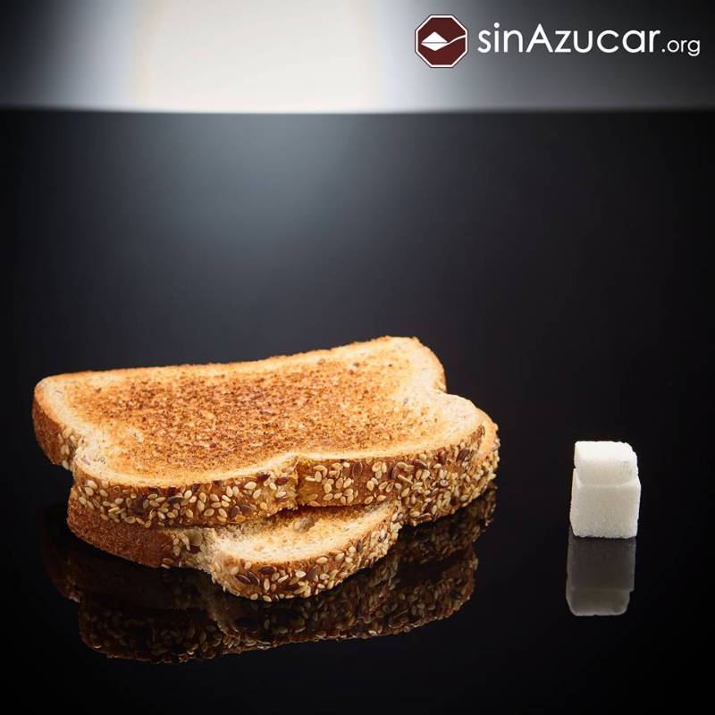 Dos tostadas de pan industrial tienen 6 gramos de azúcar, lo que equivale a un terrón y medio. FOTO Cortesía Antonio Estrada 