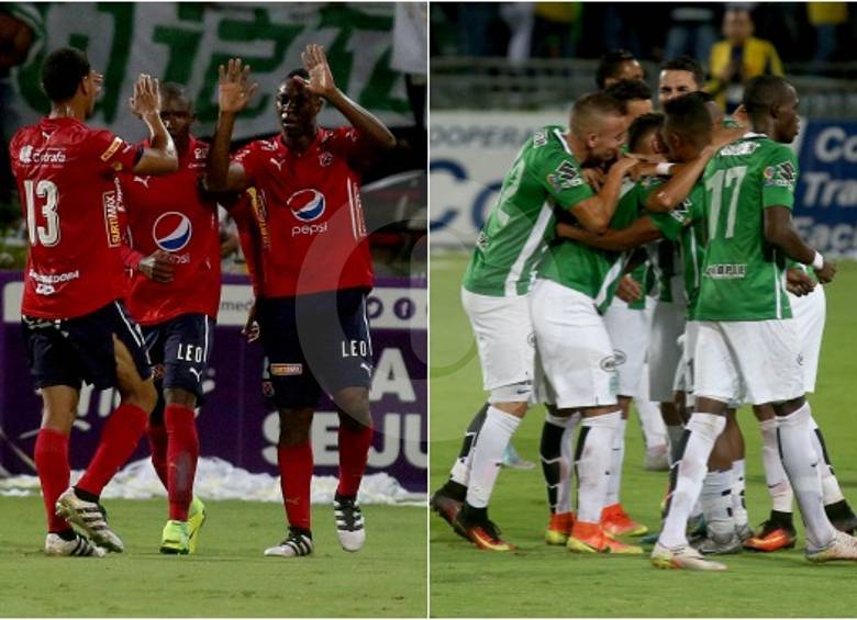 Dos momentos importantes en el clásico de este sábado, dos celebraciones y la repartición de puntos. FOTOS Manuel Saldarriaga