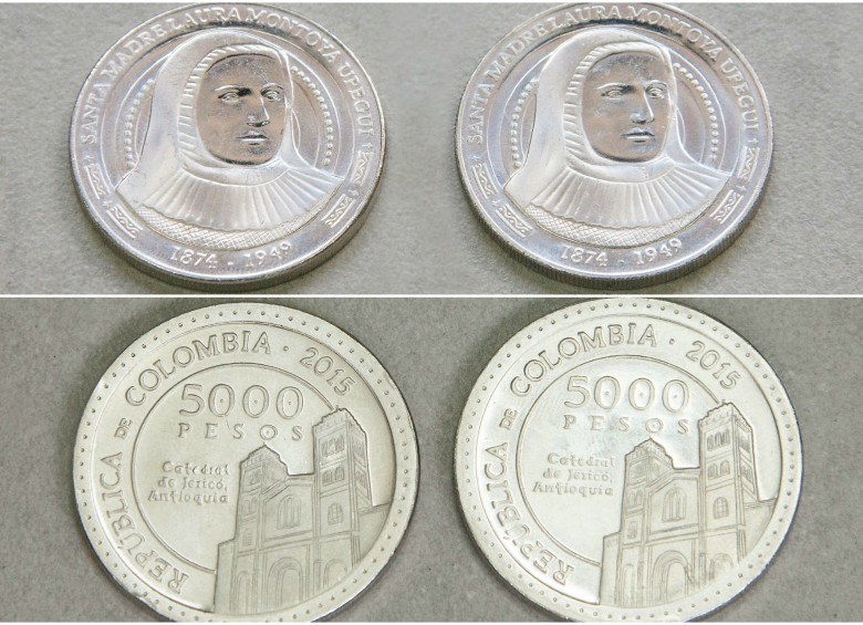 La moneda de la izquierda fue adquirida en Jerícó el día que fue emitida por el Banco de la República. La de la derecha fue comprada en el centro de Medellín y a simple viste no tienen ninguna diferencia. 