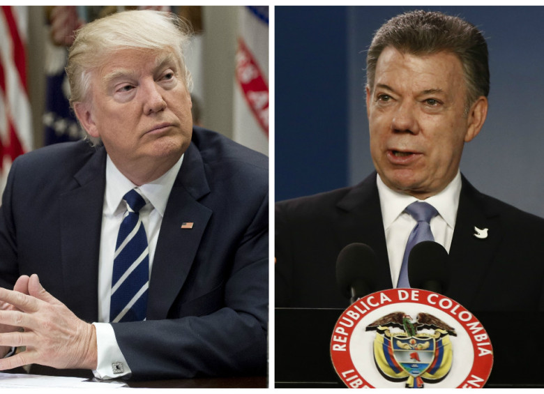 Donald Trump y Juan Manuel Santos. FOTO COLPRENSA Y AFP