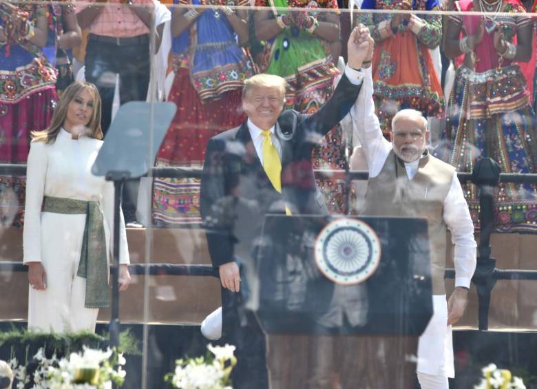 Presidente de Estados Unidos Donald Trump en compañía del primer ministro de India Narendra Modi. FOTO: EFE