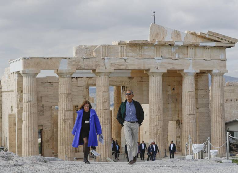 Cargado de simbolismo ha estado el último viaje del presidente Obama a Europa, en el que tuvo tiempo para visitar la Acrópolis de Atenas, símbolo del inicio de la democracia en el mundo. FOTO ap