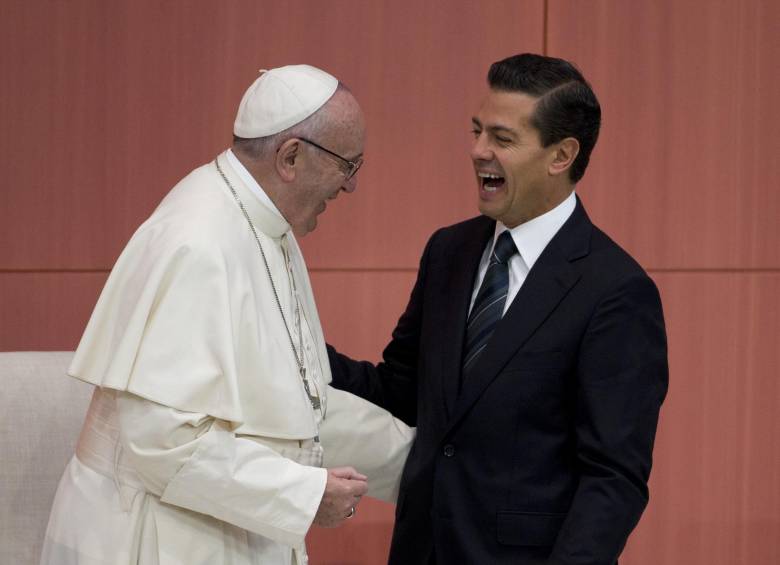 El Papa en compañía del presidente de México, Enrique Peña Nieto en el Palacio Nacional. Foto ap