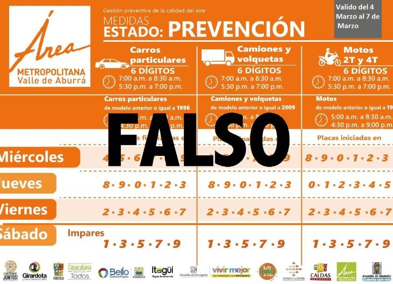 Imágenes falsas sobre extensión de la medida del pico y placa ambiental. FOTO CORTESÍA
