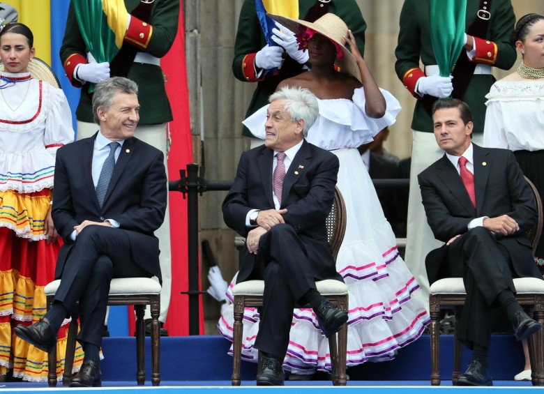 Los presidentes de Argentina, Chile y México. FOTO: EFE