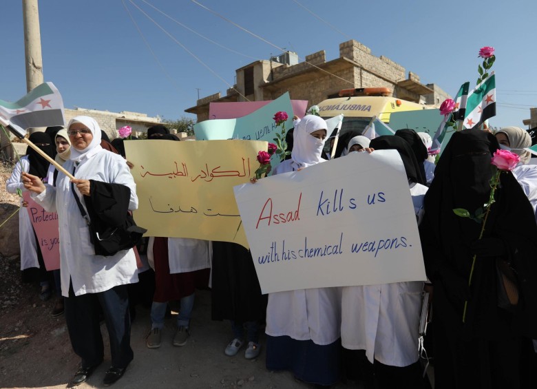 Protestas en contra del régimen de Bashar al Asad. FOTO: AFP