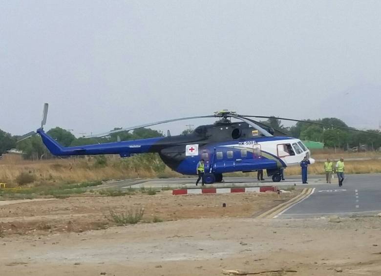 Un helicóptero de la Cruz Roja Internacional partió a las 7:10 de la mañana hacia el sector conocido como Las Marimondas, zona rural de Fonseca. FOTO COLPRENSA