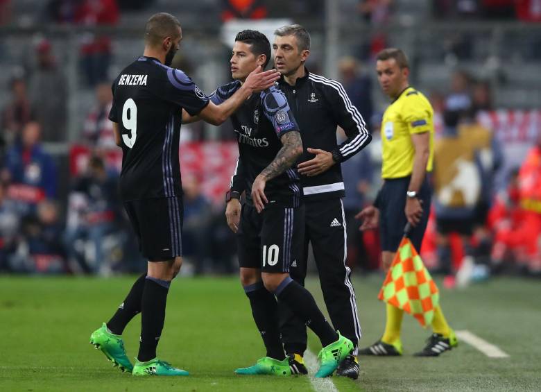 El colombiano James Rodríguez entró en el minuto 83 por Karim Benzemá. FOTO REUTERS