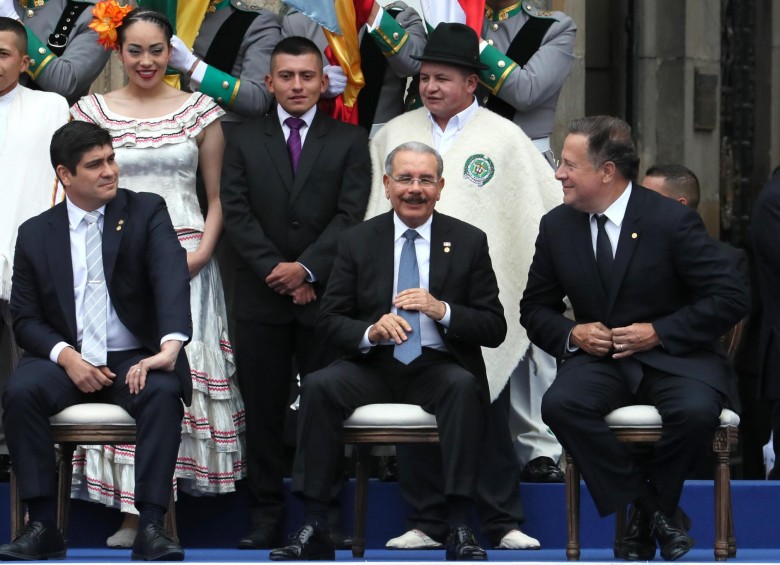 Los presidentes de Costa Rica, República Dominicana y Panamá. FOTO: EFE