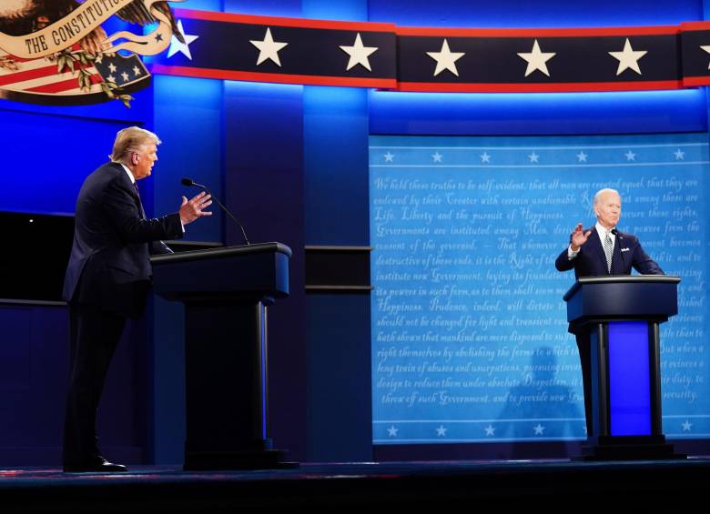 El de Cleveland fue el primero de tres encuentros frente a frente de los candidatos presidenciales Donald Trump y Joe Biden, de cara a las elecciones de noviembre. FOTO Agencias